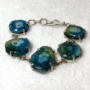 Stunning Blue and Green Agate Druzy Bracelet